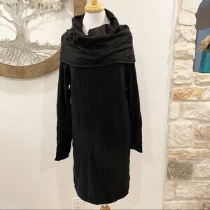 H Halston Cowl Neck Sweater Dress Black Large